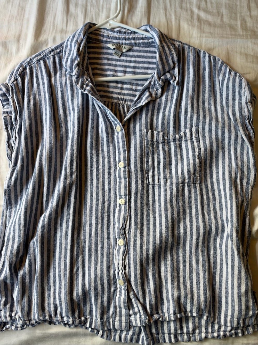 Orvis Women's Blue & White Striped Button-Up Shirt